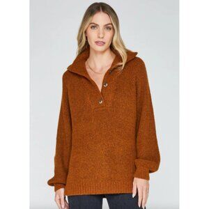 Gentle Fawn Alden Fuzzy Collared Henley Pullover Sweater - Large